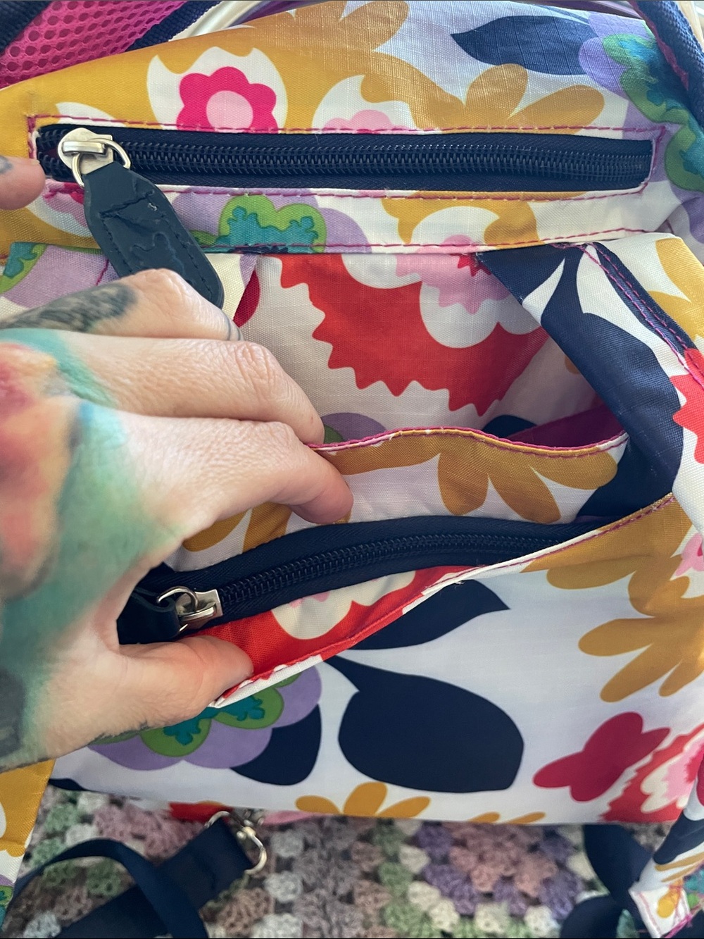 Floral Multicolor Crossbody diaper Bag/backpack/travel bag - Picture 15 of 15